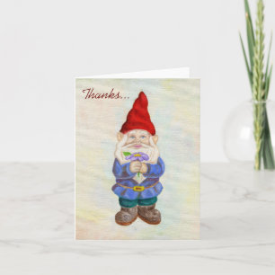 Garden Gnome avec carte de remerciements à fleurs