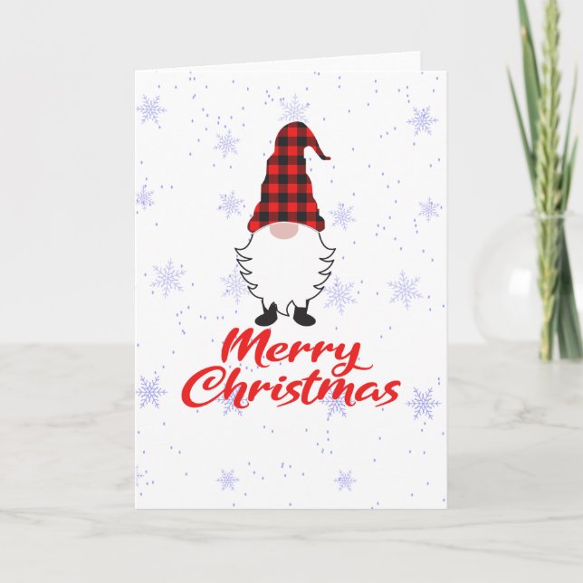 Garden Gnome Frohe Weihnachten Roter Büffel Karier (Vorderseite)