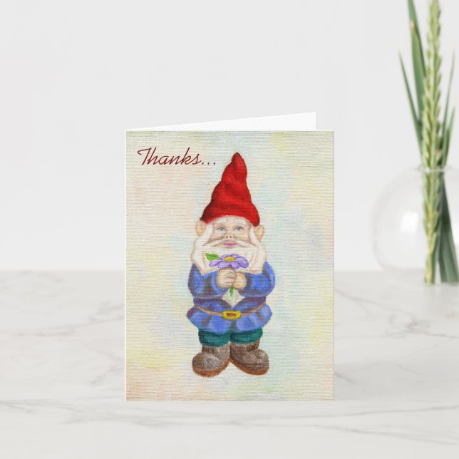 Garden Gnome mit Blume danke Karte (Vorderseite)