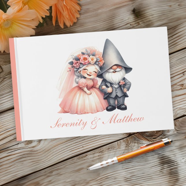 Garden Gnome Orange Rustic Woodland Wedding Gästebuch (Von Creator hochgeladen)