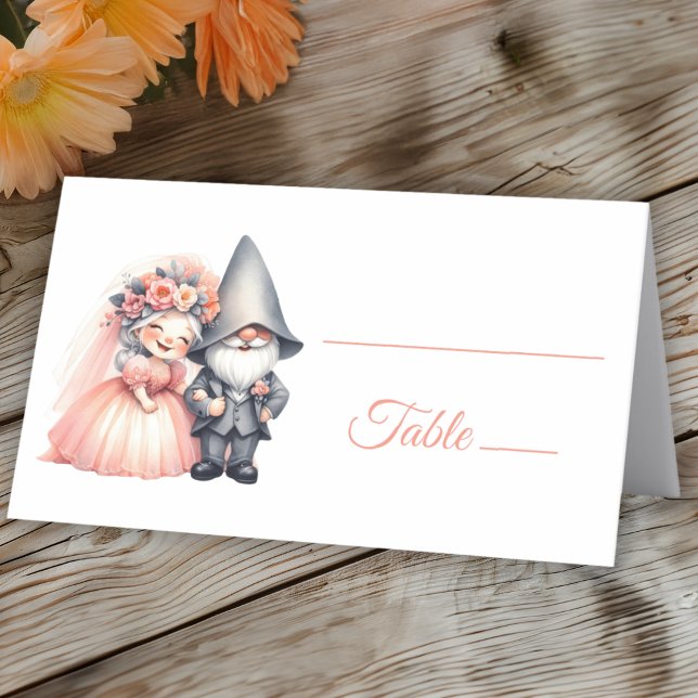Garden Gnome Orange Summer Rustic Wedding Escort Platzkarte (Von Creator hochgeladen)