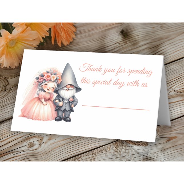Garden Gnome Woodland Orange Wedding Table Escort Platzkarte (Von Creator hochgeladen)
