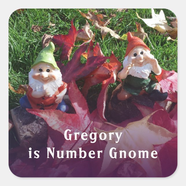 Garden Gnomes Sie sind Nummer gewinnt Name Fall hi Quadratischer Aufkleber (Vorderseite)