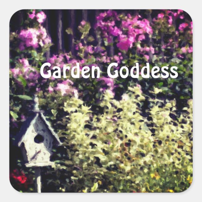 Garden Goddess Blumengarten Niedlich  Quadratischer Aufkleber (Vorderseite)