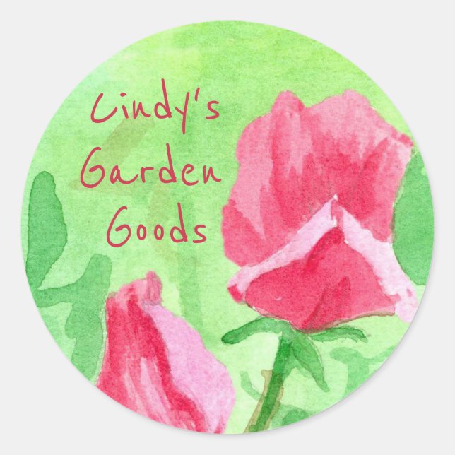 Garden Goods Rosa Platterbsen Runder Aufkleber (Vorderseite)