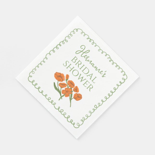 Garden Green Orange Whimsical Bridal Shower Serviette (Ecke)