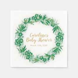 Garden Greenery Baby Dusche Napkin Grün und Gold Serviette