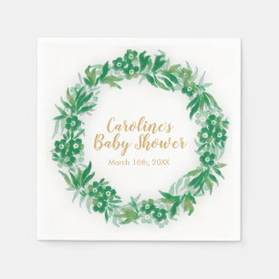 Garden Greenery Baby Dusche Napkin Grün und Gold Serviette