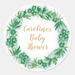 Garden Greenery Baby Dusche Rundaufkleber grün Runder Aufkleber