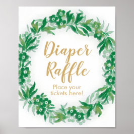 Garden Greenery Baby Dusche Windel Raffle Schild