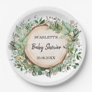 Garden Greenery Botanical Forest Baby Dusche Party Pappteller