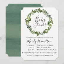 Garden Greenery Wreath Baby Dusche Einladung