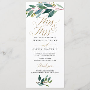 Garden Greens Gay Wedding Programme - Mme & Mme.