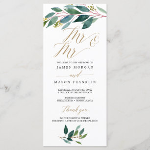 Garden Greens Gay Wedding Programme - Mr & Mr.