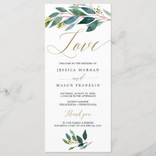 Garden Greens Programme de mariage - Amour