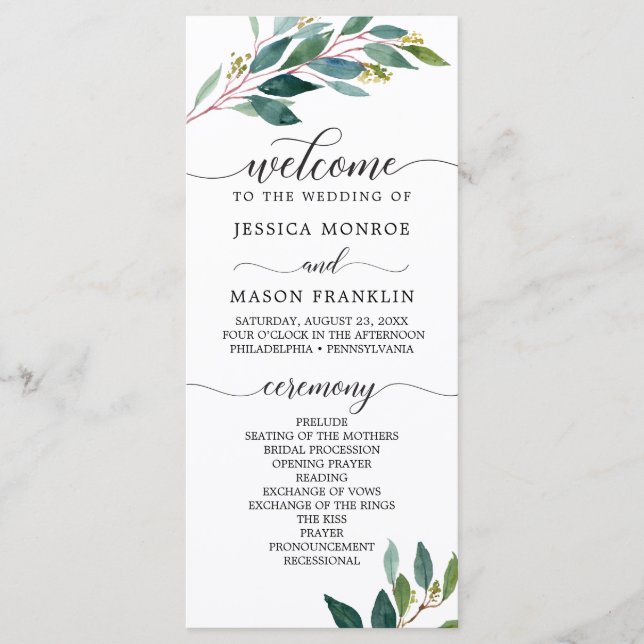 Garden Greens Programmes de mariage (Devant)