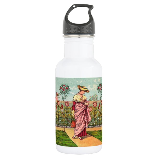 Garden Grow Blume Kunst, Dichtung und Musik Edelstahlflasche (Vorderseite)
