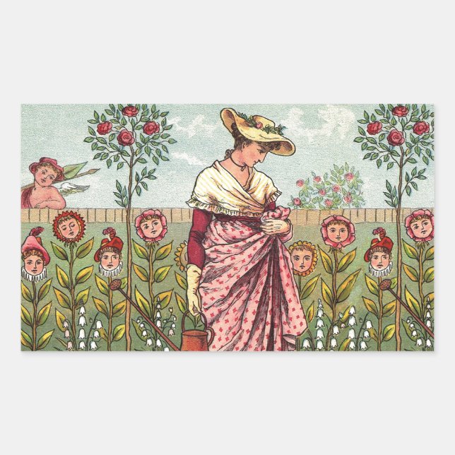 Garden Grow Blume Kunst, Dichtung und Musik Rechteckiger Aufkleber (Vorderseite)
