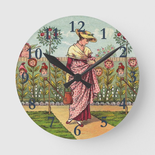 Garden Grow Blume Kunst, Dichtung und Musik Runde Wanduhr (Vorderseite)