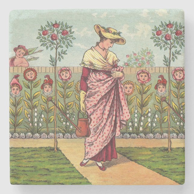Garden Grow Blume Kunst, Dichtung und Musik Steinuntersetzer (Vorderseite)