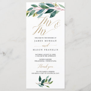 Garden Grüntöne Gay Wedding Program - Mr & Mr. Programm