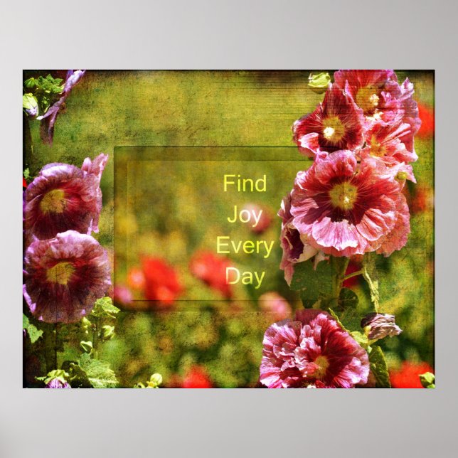 Garden Hollyhock Floral Joy Poster (Vorne)