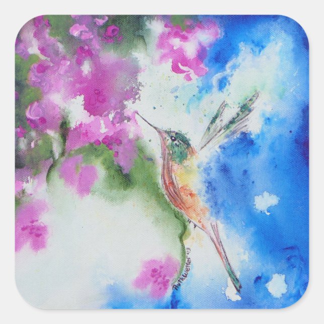 Garden Hummingbird Floral Wedding Stickers (Vorderseite)
