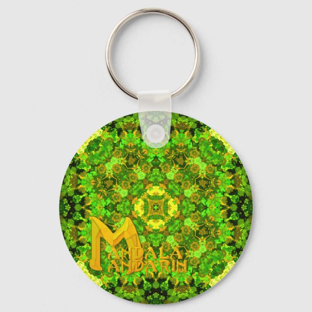 "Garden Inlay" Mandala Mandarin Logo Schlüsselanhä Schlüsselanhänger (Vorderseite)