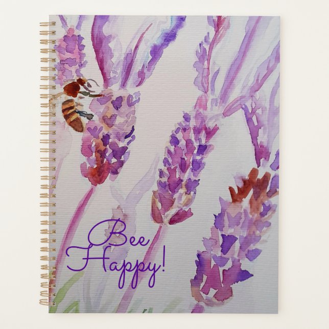 Garden Journal Lavender Bee Watercolor Notebook Planer (Vorderseite)
