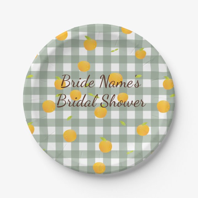 Garden Kariert Green Lemon Picnic Paper Plate Pappteller (Vorderseite)