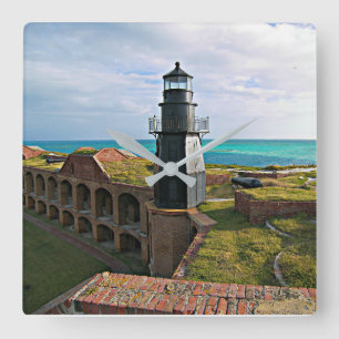 Garden Key Lighthouse, Dry Tortugas Florida Quadratische Wanduhr