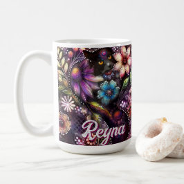Garden Kitty Cat Floral Abstract Personalized Kaffeetasse