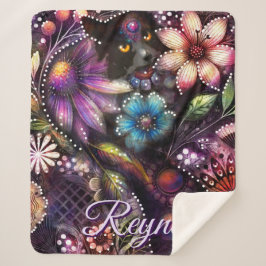 Garden Kitty Cat Floral Abstract Personalized Sherpadecke