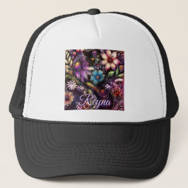 Garden Kitty Cat Floral Abstract Personalized Truckerkappe