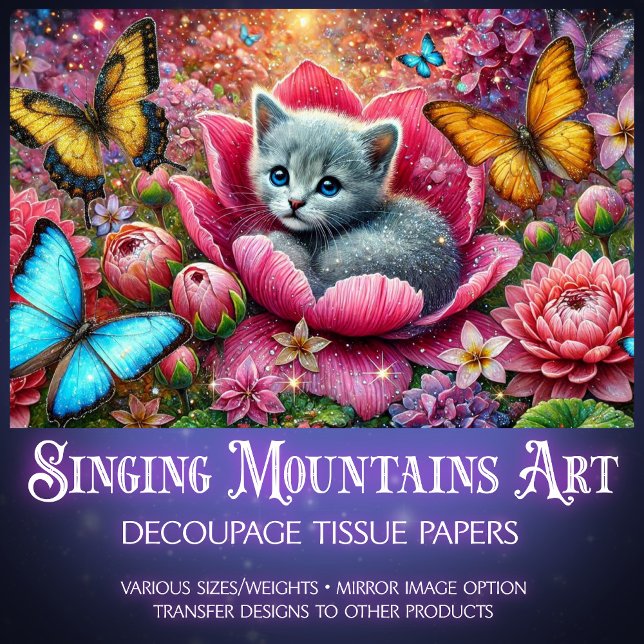Garden Kitty Whimsy Decoupage  Seidenpapier (Von Creator hochgeladen)
