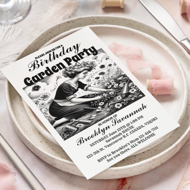 Garden Lady's Afternoon Garden Party Einladung Postkarte (Von Creator hochgeladen)