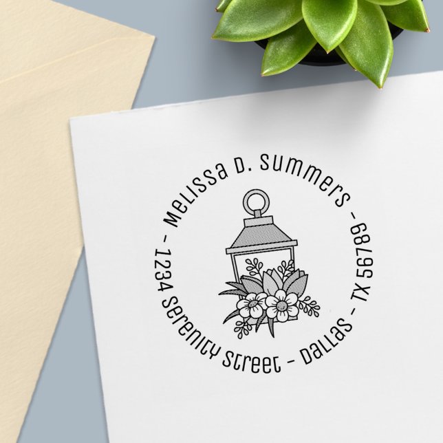 Garden Lantern Blume Round Address 4 Permastempel (Von Creator hochgeladen)