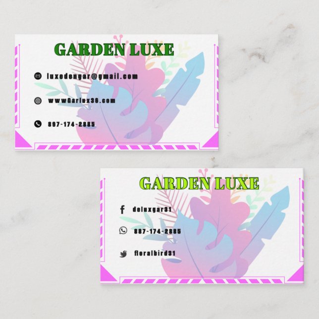 Garden Luxe Floral Visitenkarte (Vorne/Hinten)