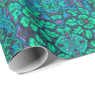 Garden Magic Blume Bohemisch Arabesque Minze Green Geschenkpapier