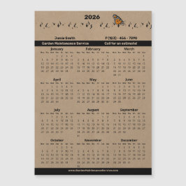 Garden Maintenance Service Magnetic 2026 Calendar Magnetkarte
