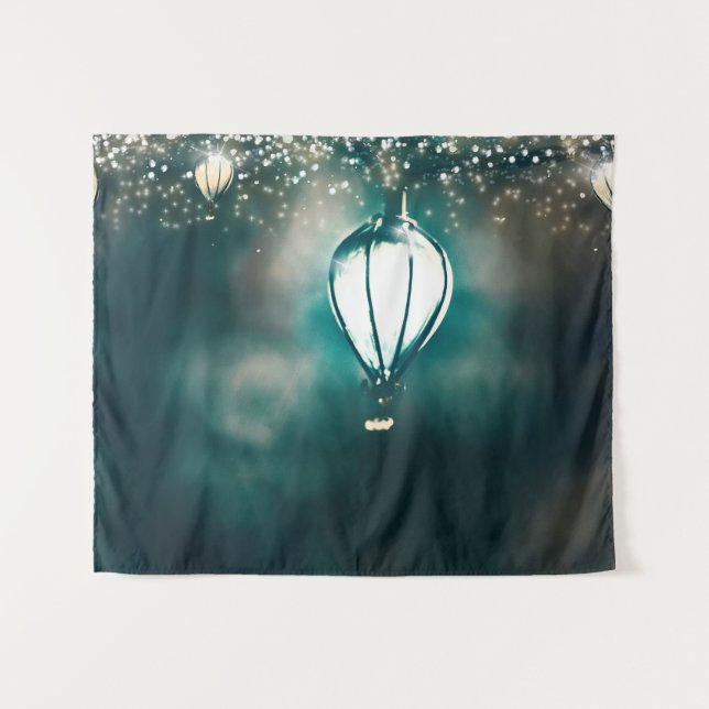 Garden Night Lights Rustikales Foto Hintergrund Wandteppich (Vorderseite (Horizontal))