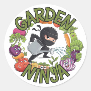 Garden Ninja Design - Lustige Gartengrafik Runder Aufkleber