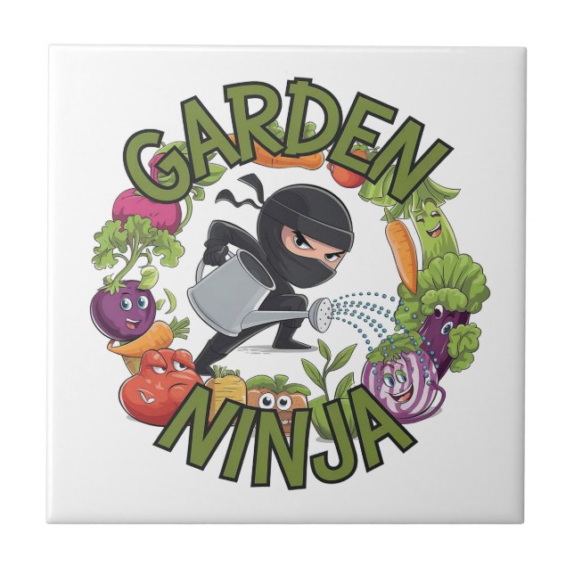 Garden Ninja Design - Spaß Gartenarbeit Grafik Fliese (Vorderseite)