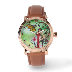 GARDEN OF MELISSA Magic Butterfly and Lady in Red Armbanduhr
