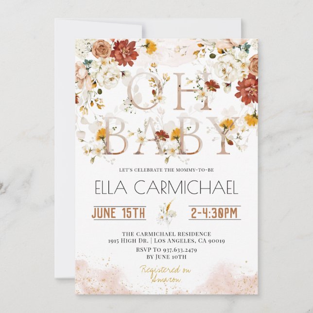 Garden Oh Baby shower Invitation (Devant)