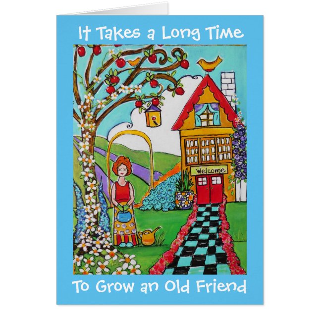 Garden Old Friends Whimsical Flowers Gardener Card (Devant)
