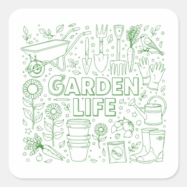 Garden Pack Quadratischer Aufkleber (Vorderseite)