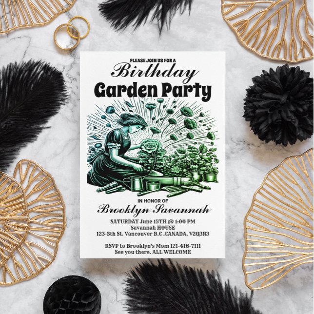 Garden Party Bloom Gardeners Party Einladung Postkarte (Von Creator hochgeladen)