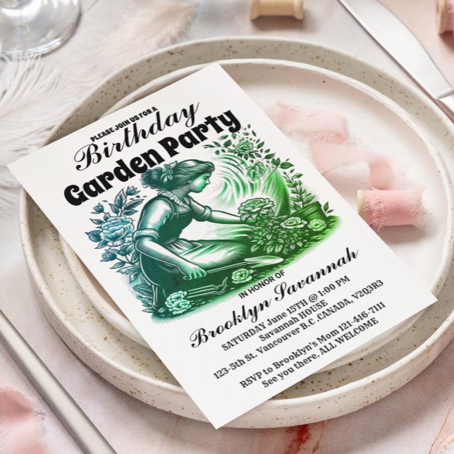 Garden Party Bloom Gardeners Party Einladung Postkarte (Von Creator hochgeladen)