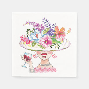 Garden Party Blume Hat Lady _Red Wine  Serviette